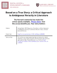 Based on a True Story: a Critical Approach to Ambiguous Veracity in Literature