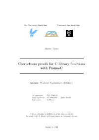 Correctness Proofs for C Library Functions with Frama-C