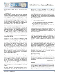 Data Integrity in Financial Modeling