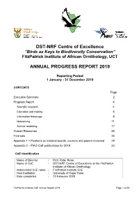 DST-NRF Centre of Excellence “Birds As Keys to Biodiversity Conservation” Fitzpatrick Institute of African Ornithology, UCT