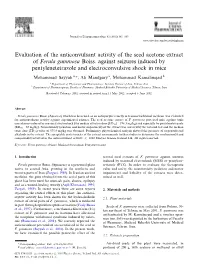 Evaluation of the Anticonvulsant Activity of the Seed Acetone Extract of Ferula Gummosa Boiss