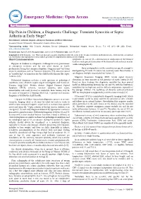 Transient Synovitis Or Septic Arthritis in Early Stage?