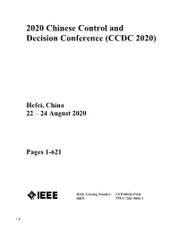 2020 Chinese Control and Decision Conference