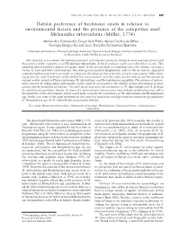 Habitat Preference of Freshwater Snails in Relation to Environmental Factors