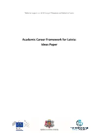Academic Career Framework for Latvia: Ideas Paper
