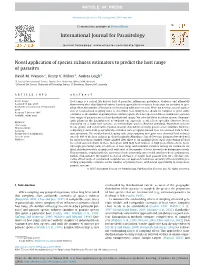 Novel Application of Species Richness Estimators to Predict the Host Range of Parasites