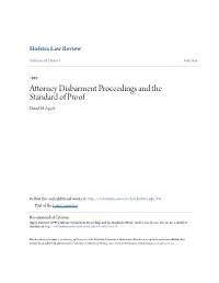 Attorney Disbarment Proceedings and the Standard of Proof David M