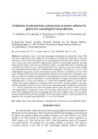 Evaluation of Selected Lactic Acid Bacteria As Starter Cultures for Gluten-Free Sourdough Bread Production