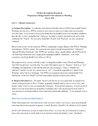Product Description Document Proposal to Change Small Craft Advisory to Warning March 2020