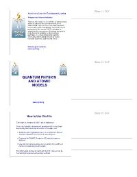 Quantum Physics and Atomic Models