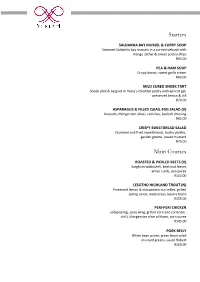 Starters Main Courses