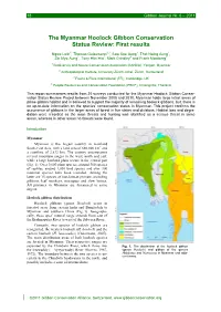 The Myanmar Hoolock Gibbon Conservation Status Review: First Results