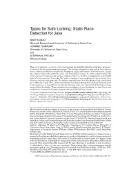 Types for Safe Locking: Static Race Detection for Java