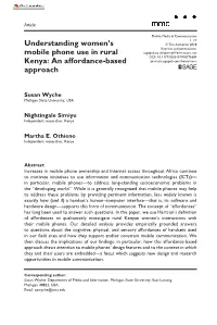 Understanding Women's Mobile Phone Use in Rural Kenya