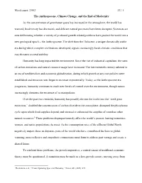 2992 JU 1 the Anthropocene, Climate Change, and the End