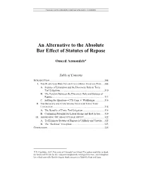 An Alternative to the Absolute Bar Effect of Statutes of Repose