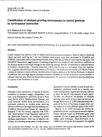 Classification of Chickpea Growing Environments to Control Genotype by Environment Interaction