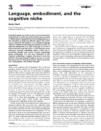 Language, Embodiment, and the Cognitive Niche