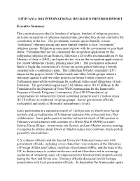 Lithuania 2018 International Religious Freedom Report