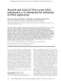 Mcm10 and And-1/CTF4 Recruit DNA Polymerase to Chromatin For