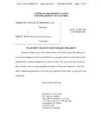 Plaintiff's Motion for Summary Judgment
