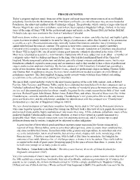 Program Notes