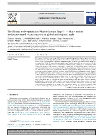 The Climate and Vegetation of Marine Isotope Stage 11 E Model Results and Proxy-Based Reconstructions at Global and Regional Scale
