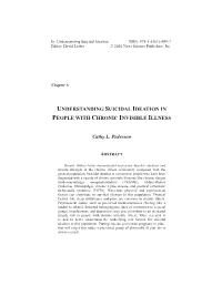 Understanding Suicidal Ideation in People with Chronic Invisible Illness