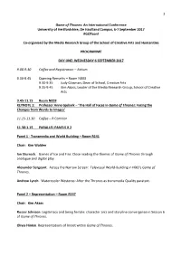 2 Game of Thrones: an International Conference University Of