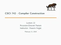 CSCI 742 - Compiler Construction