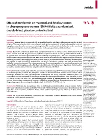 Effect of Metformin on Maternal and Fetal Outcomes in Obese
