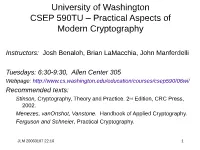 Practical Aspects of Modern Cryptography