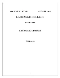 2019-2020 Lagrange College Bulletin