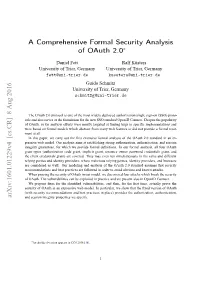 A Comprehensive Formal Security Analysis of Oauth 2.0