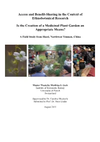 Access and Benefit-Sharing in the Context of Ethnobotanical Research