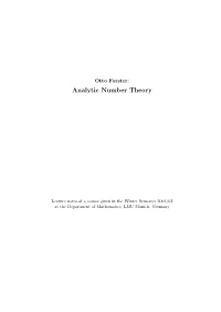 Analytic Number Theory