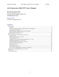 AU10 Alyawarra 1818-1979: User's Manual