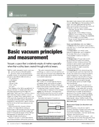 Basic Vacuum Principles and Measurement