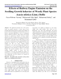 Effects of Railway Engine Emission on the Seedling Growth Behavior Of