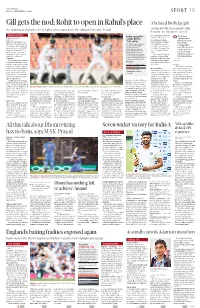 Rohit to Open in Rahul's Place