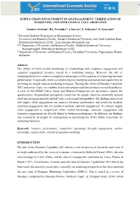 Supply Chain Involvement in an Engagement: Verification of Marketing and Operational Collaboration