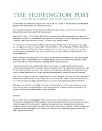 The Huffington Post Media Group (Soon to Be a Unit of AOL Inc.) Agrees to Acquire the Accurate Reloading Web Sites from Sheikh Saeed MH Al Maktoum of Dubai