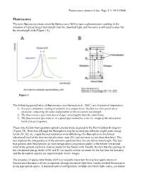 The Term Fluorescence Was Coined by Stokes Circa 1850 to Name A