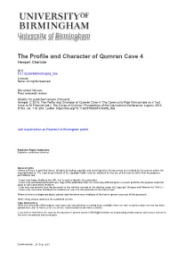 University of Birmingham the Profile and Character of Qumran