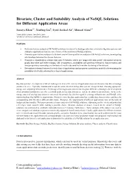 Bivariate, Cluster and Suitability Analysis of Nosql Solutions for Different Application Areas