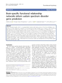 Brain-Specific Functional Relationship Networks Inform Autism Spectrum