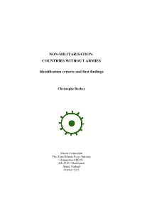 COUNTRIES WITHOUT ARMIES Identification Criteria and First Findings
