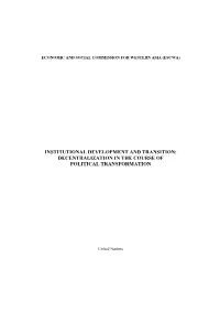 Decentralization in the Course of Political Transformation