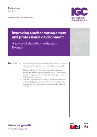 Improving Teacher Management and Professional Development a Survey of the Policy Landscape in Rwanda