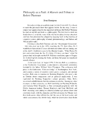 Philosophy As a Path: a Memoir and Tribute to Robert Thurman